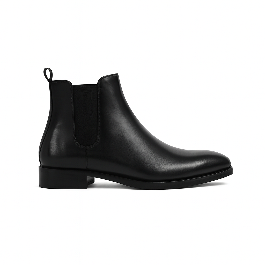 Men’s polished black leather Chelsea boot