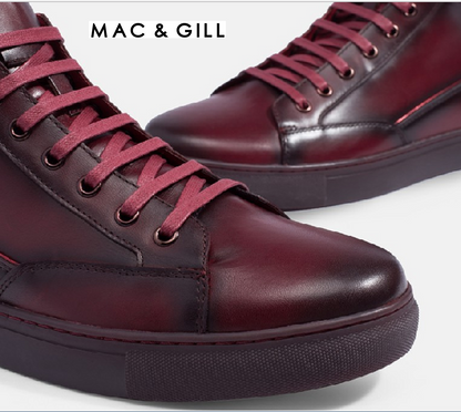 Chateaux' Leather Ankle Boot Sneaker in Maroon Red