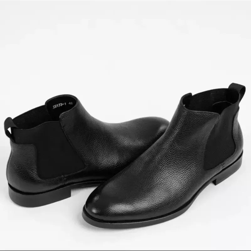 Men's black leather Chelsea boot
