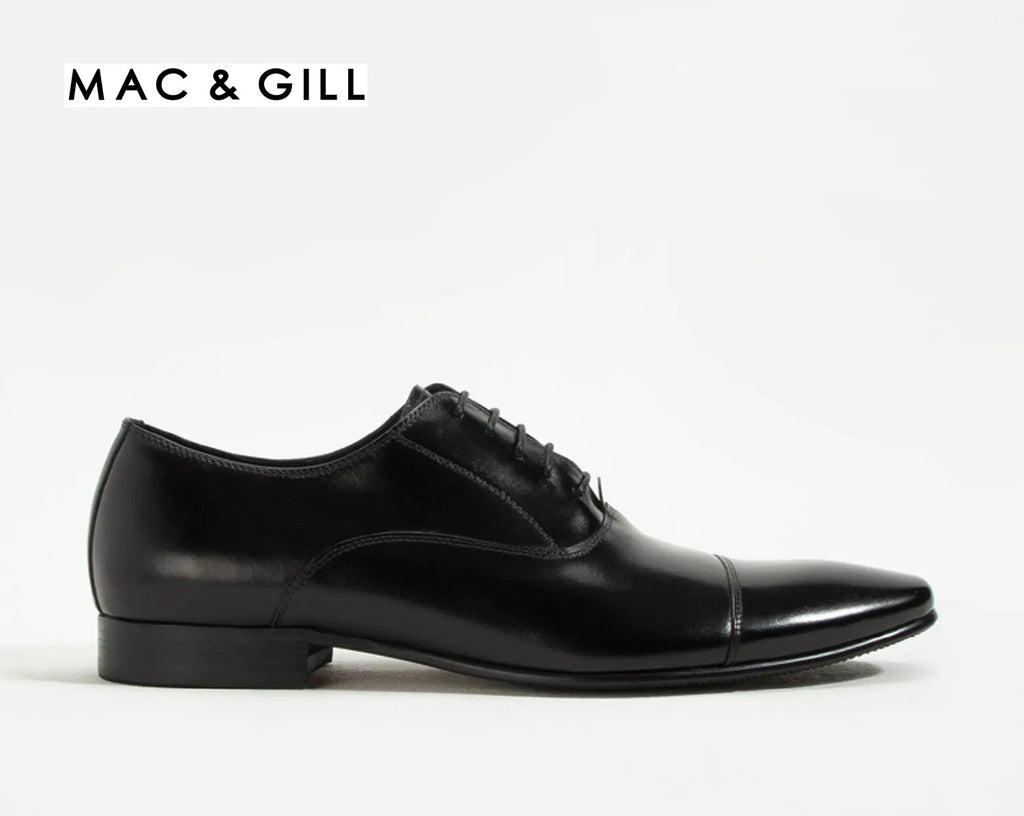 Midtown Oxford Leather Captoe Derby Shoes in Black