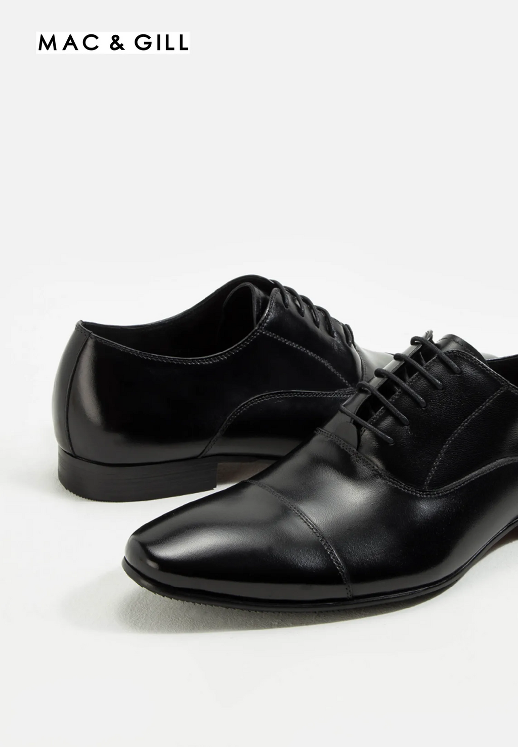 Midtown Oxford Leather Captoe Derby Shoes in Black