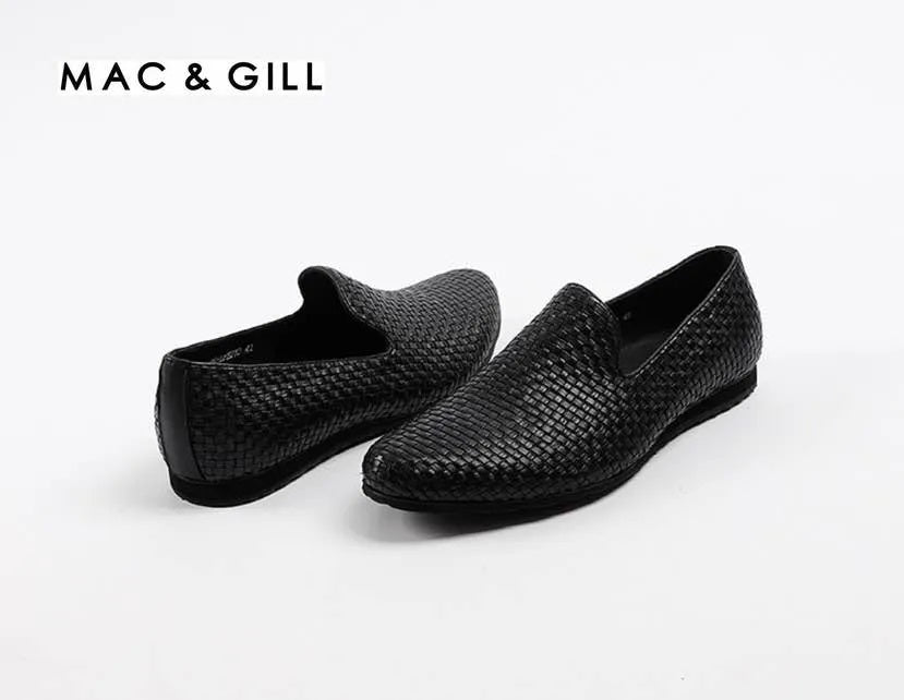 Roma Casual Woven Leather Loafer in Black