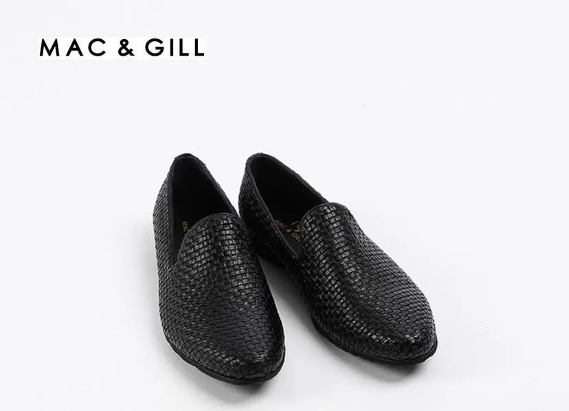 Roma Casual Woven Leather Loafer in Black