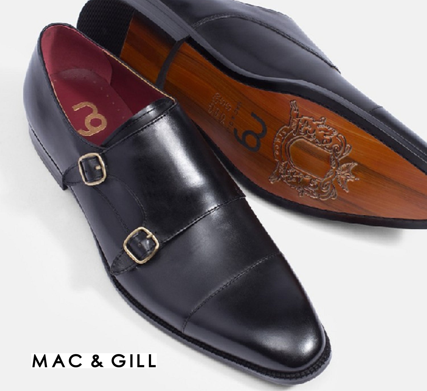 Gallardo Double Monkstrap leather business shoes in black
