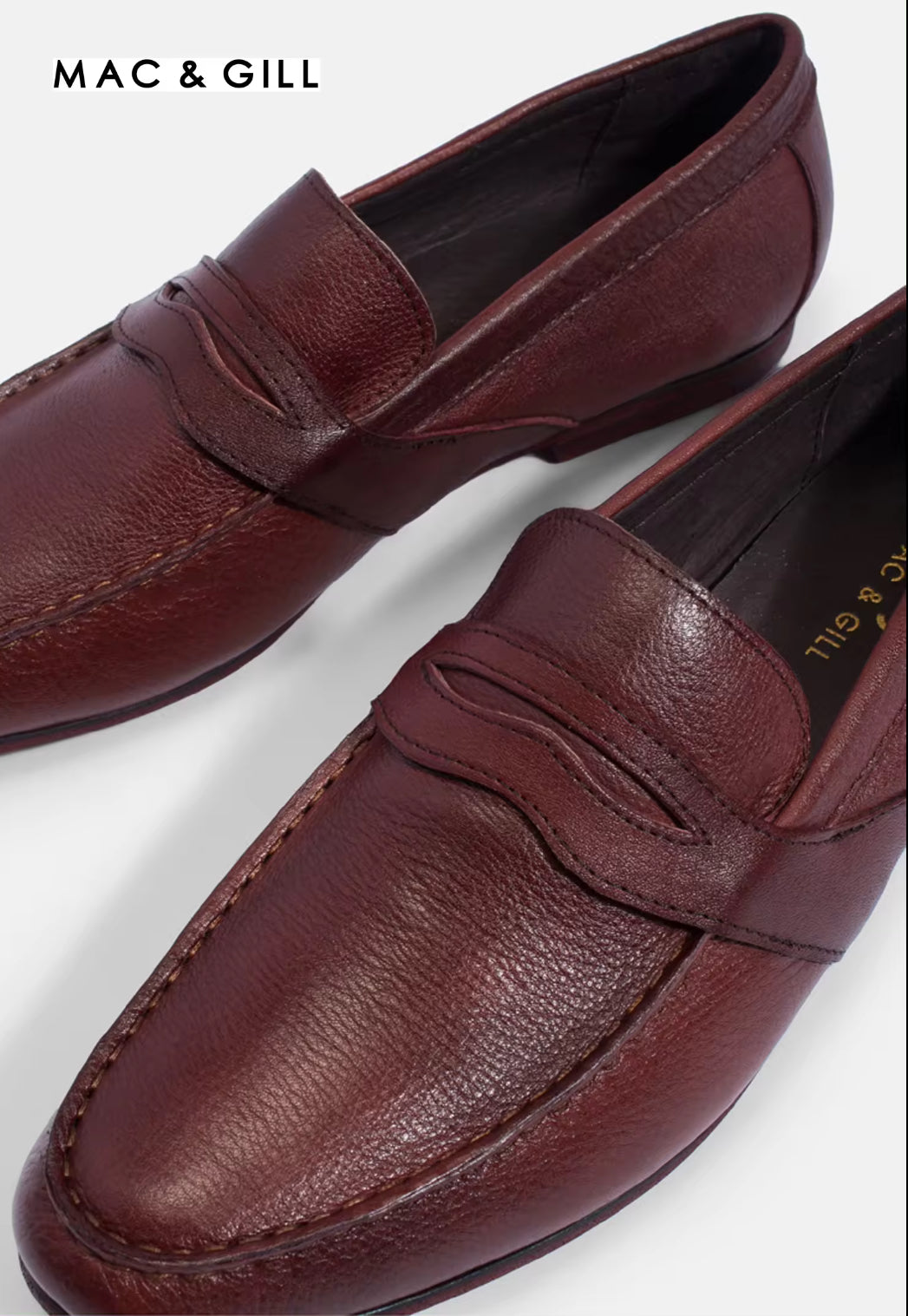 Andy Leather Loafer Business Shoes in Maroon