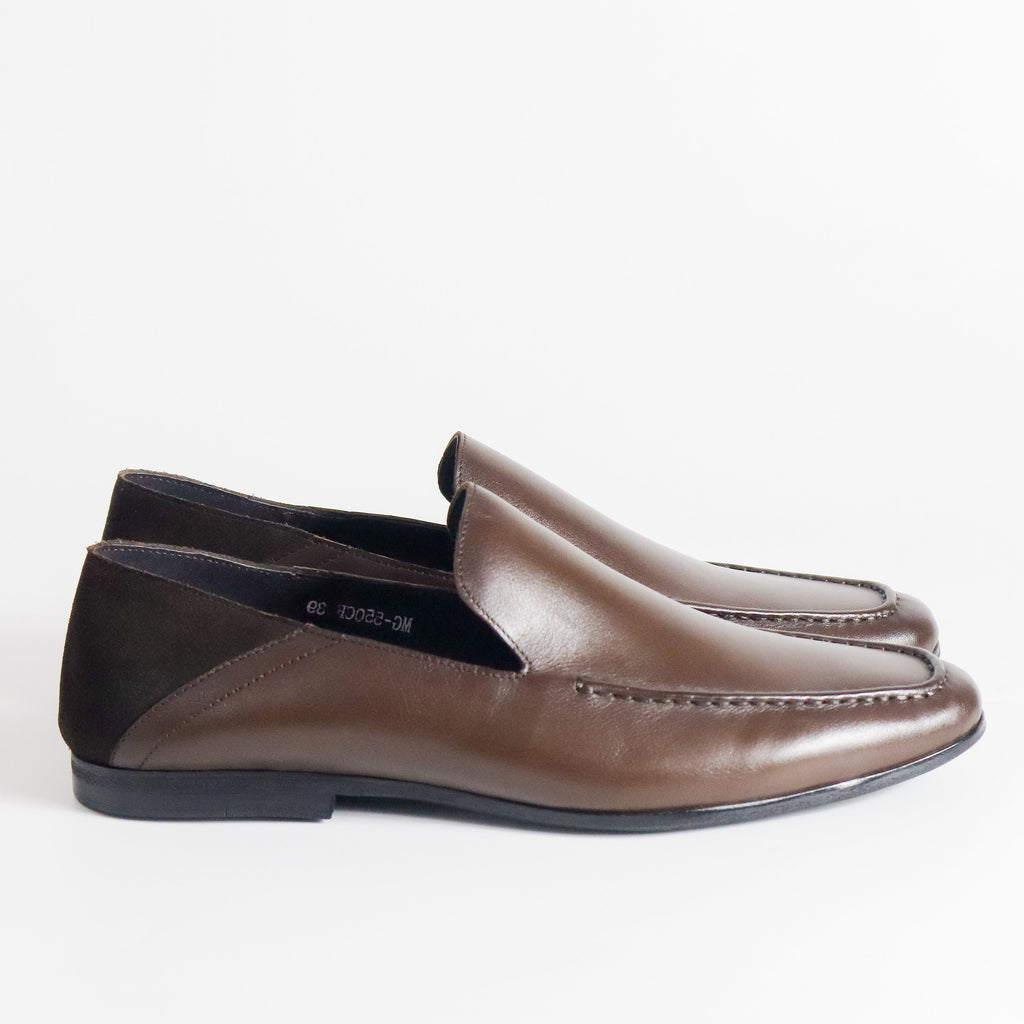 Konrad Collapsible-Heel Suede and Leather Penny Loafers Brown
