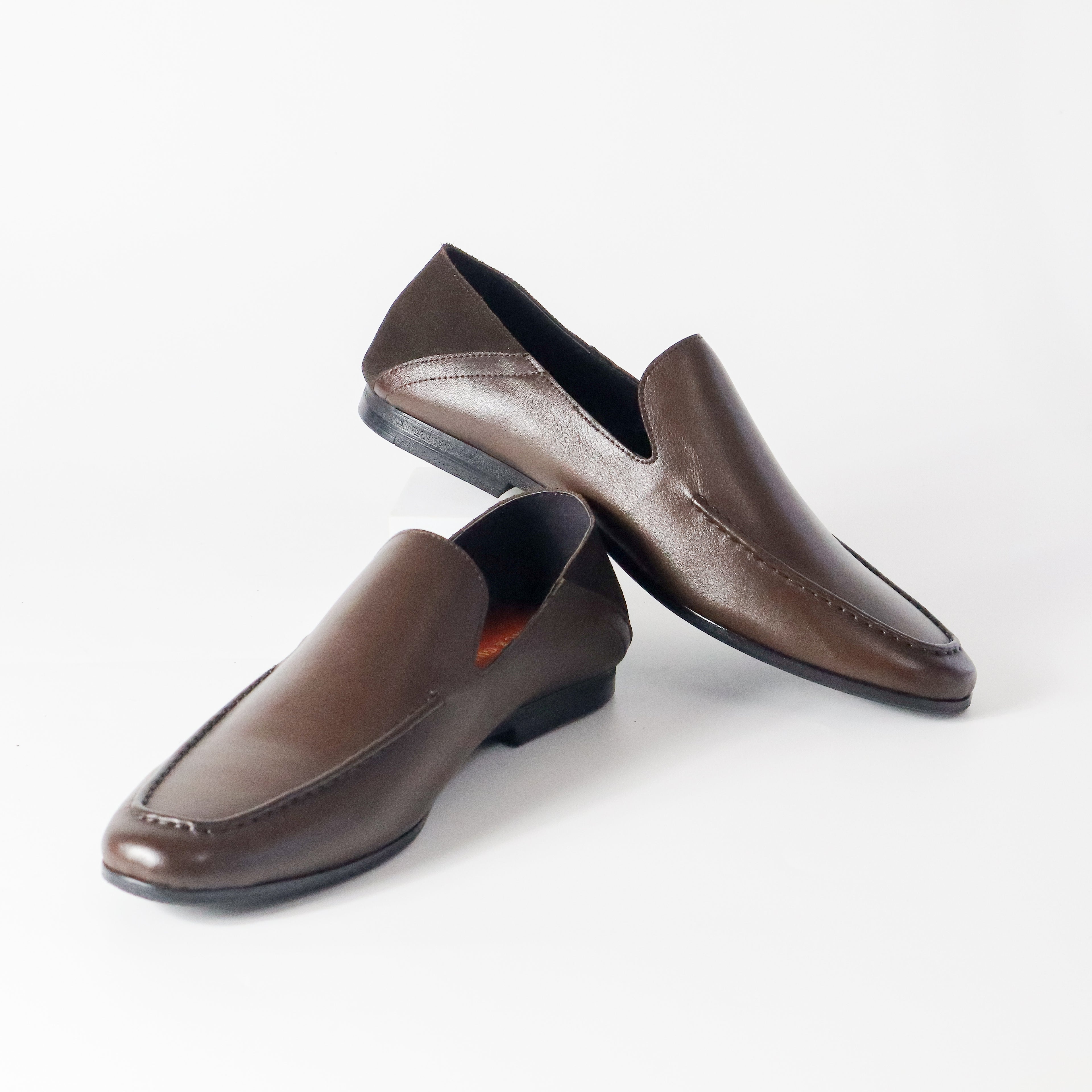 Konrad Collapsible-Heel Suede and Leather Penny Loafers Brown