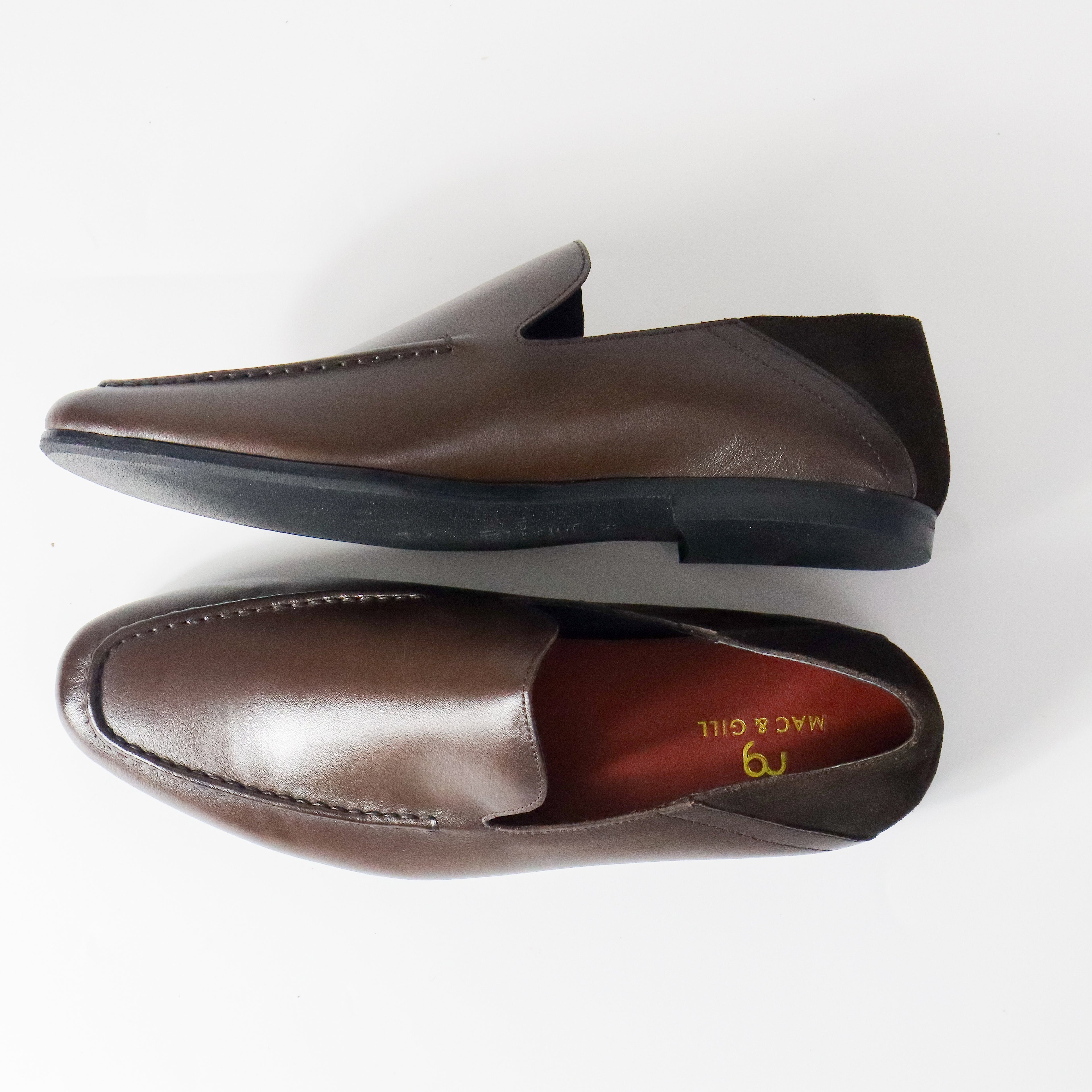 Konrad Collapsible-Heel Suede and Leather Penny Loafers Brown