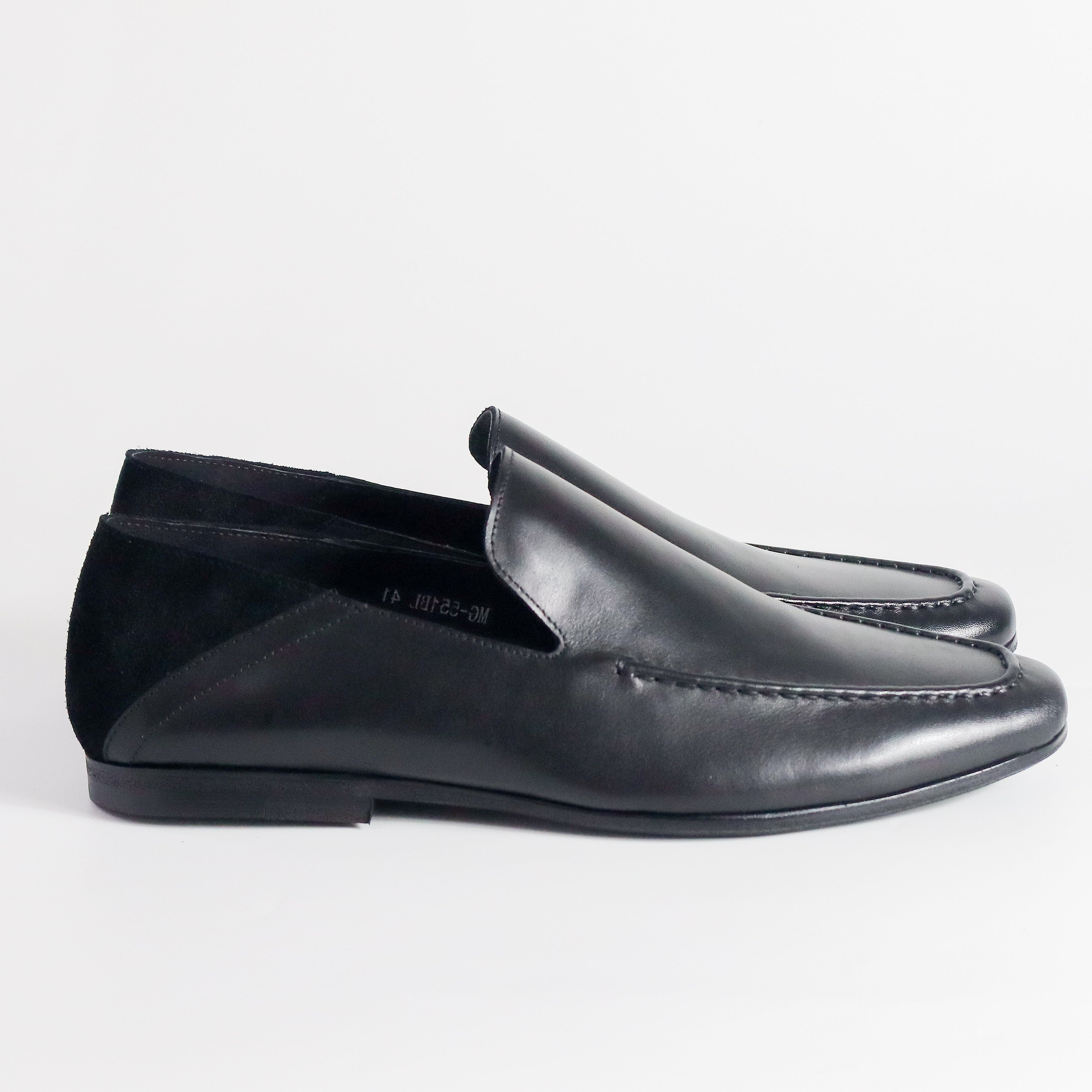 Konrad Collapsible-Heel Suede and Leather Penny Loafers Black