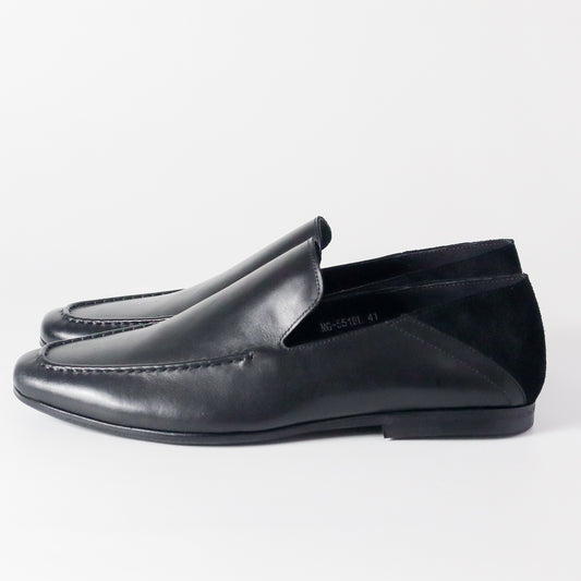 Konrad Collapsible-Heel Suede and Leather Penny Loafers Black