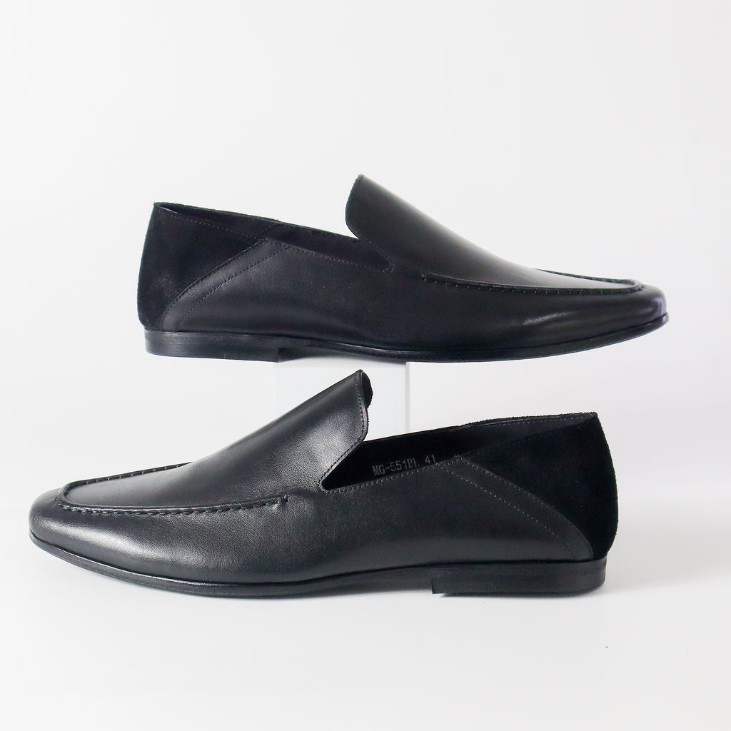 Konrad Collapsible-Heel Suede and Leather Penny Loafers Black