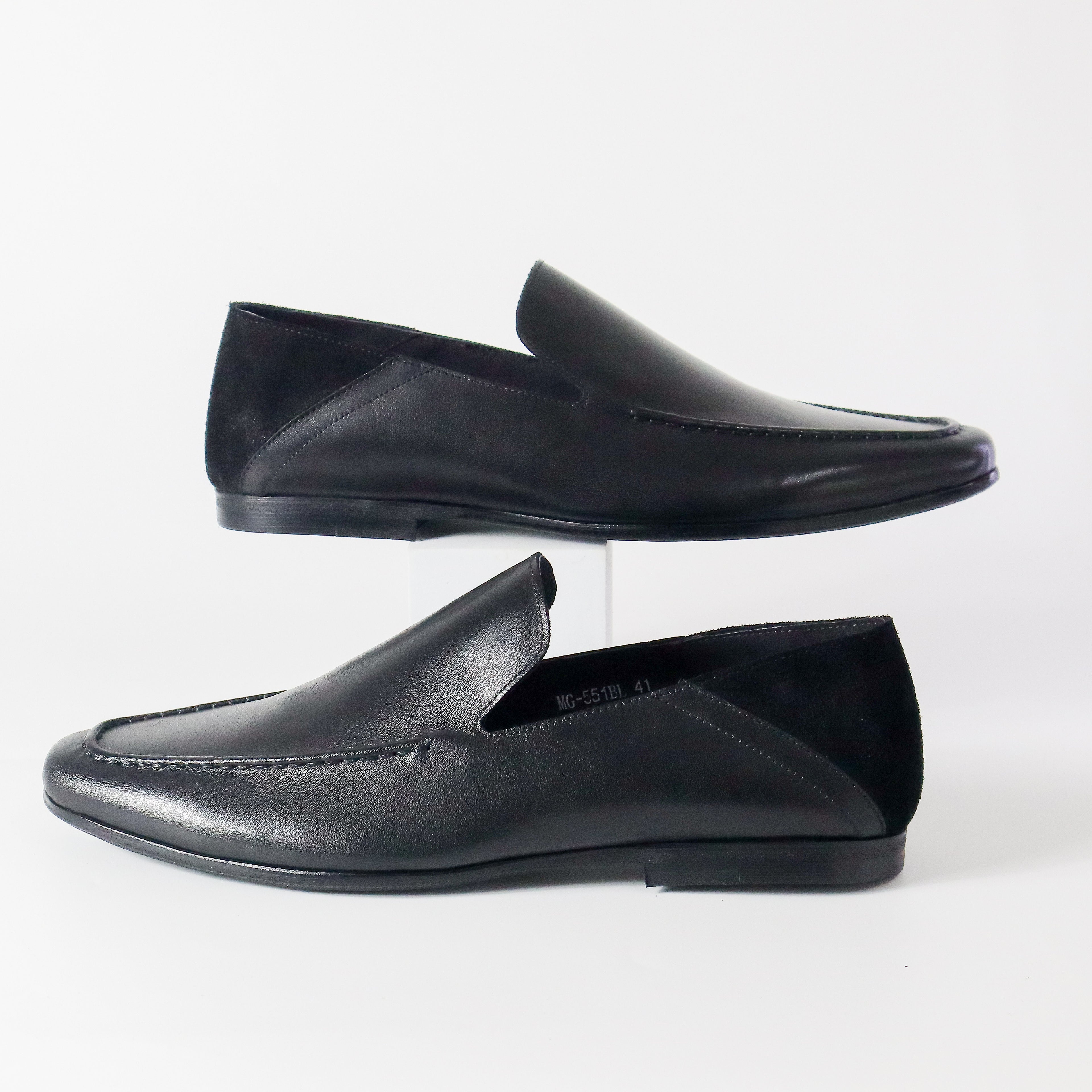 Konrad Collapsible-Heel Suede and Leather Penny Loafers Black