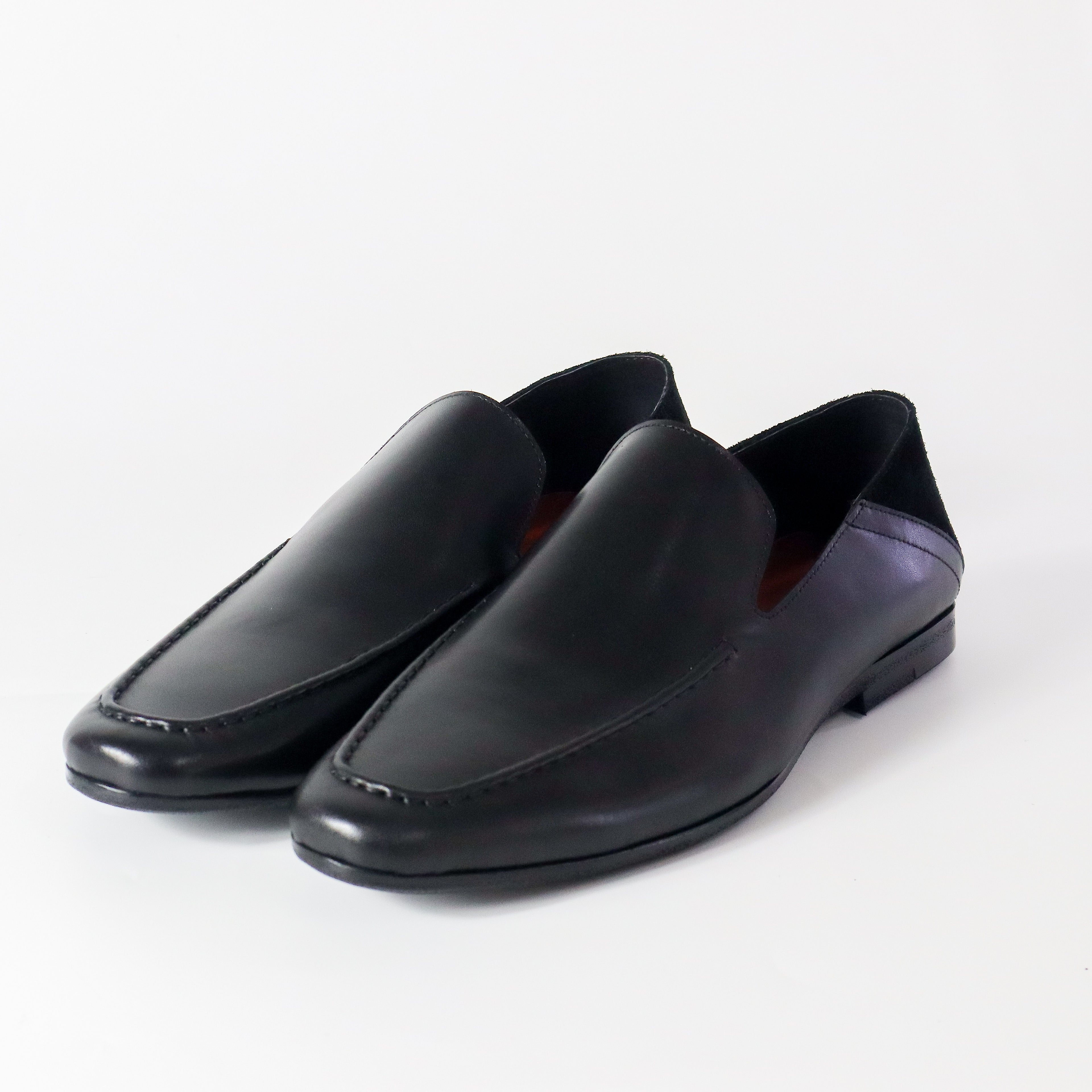 Konrad Collapsible-Heel Suede and Leather Penny Loafers Black