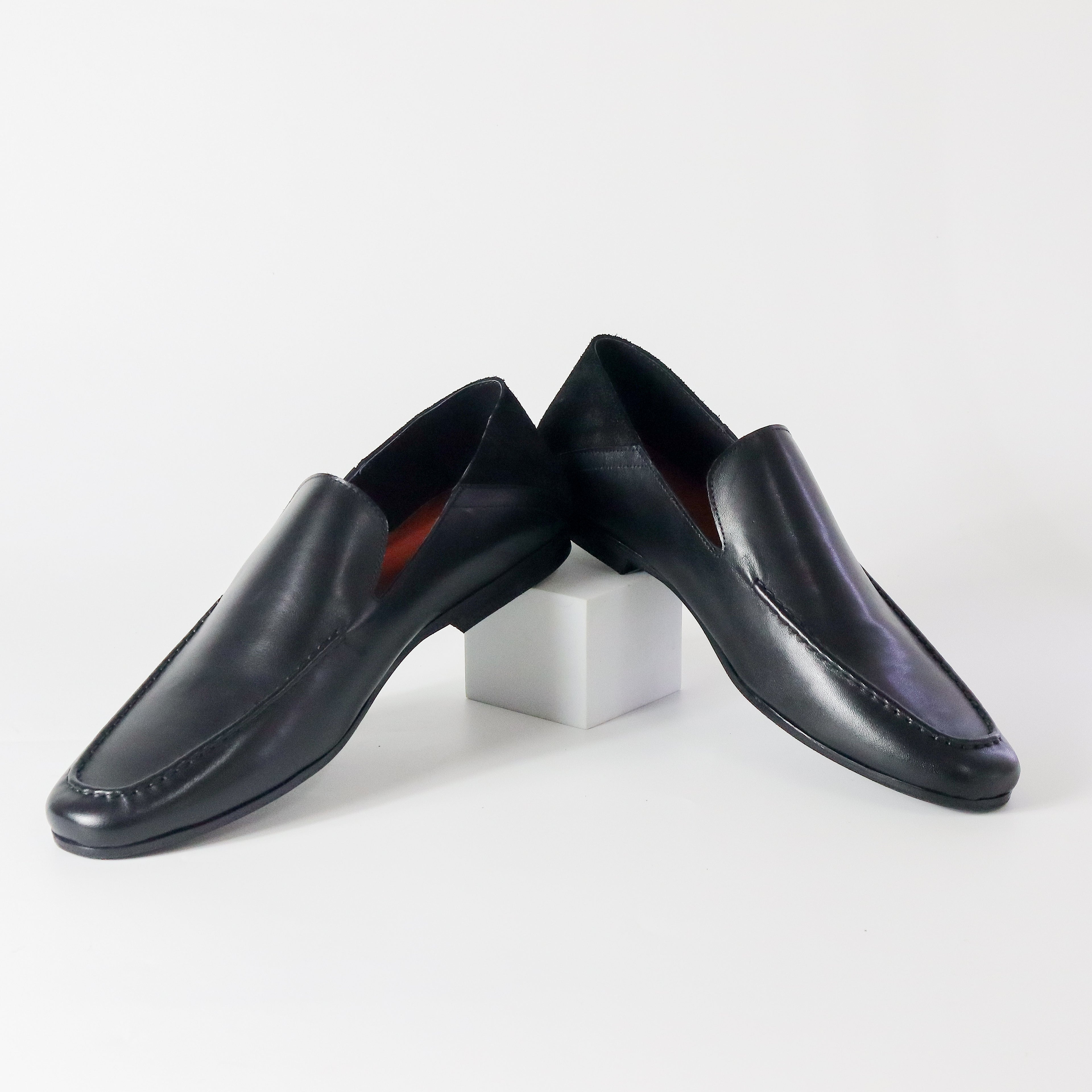 Konrad Collapsible-Heel Suede and Leather Penny Loafers Black