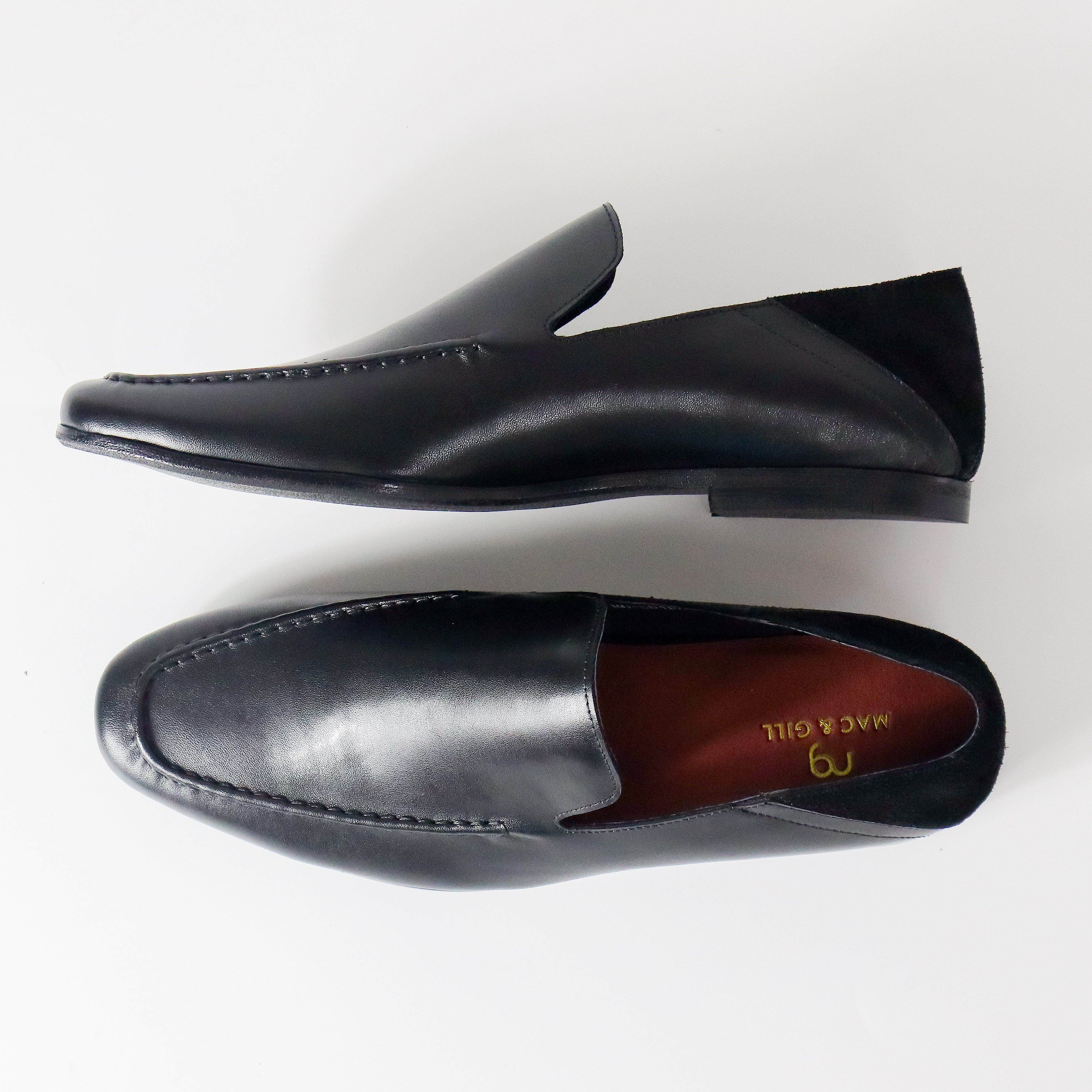 Konrad Collapsible-Heel Suede and Leather Penny Loafers Black