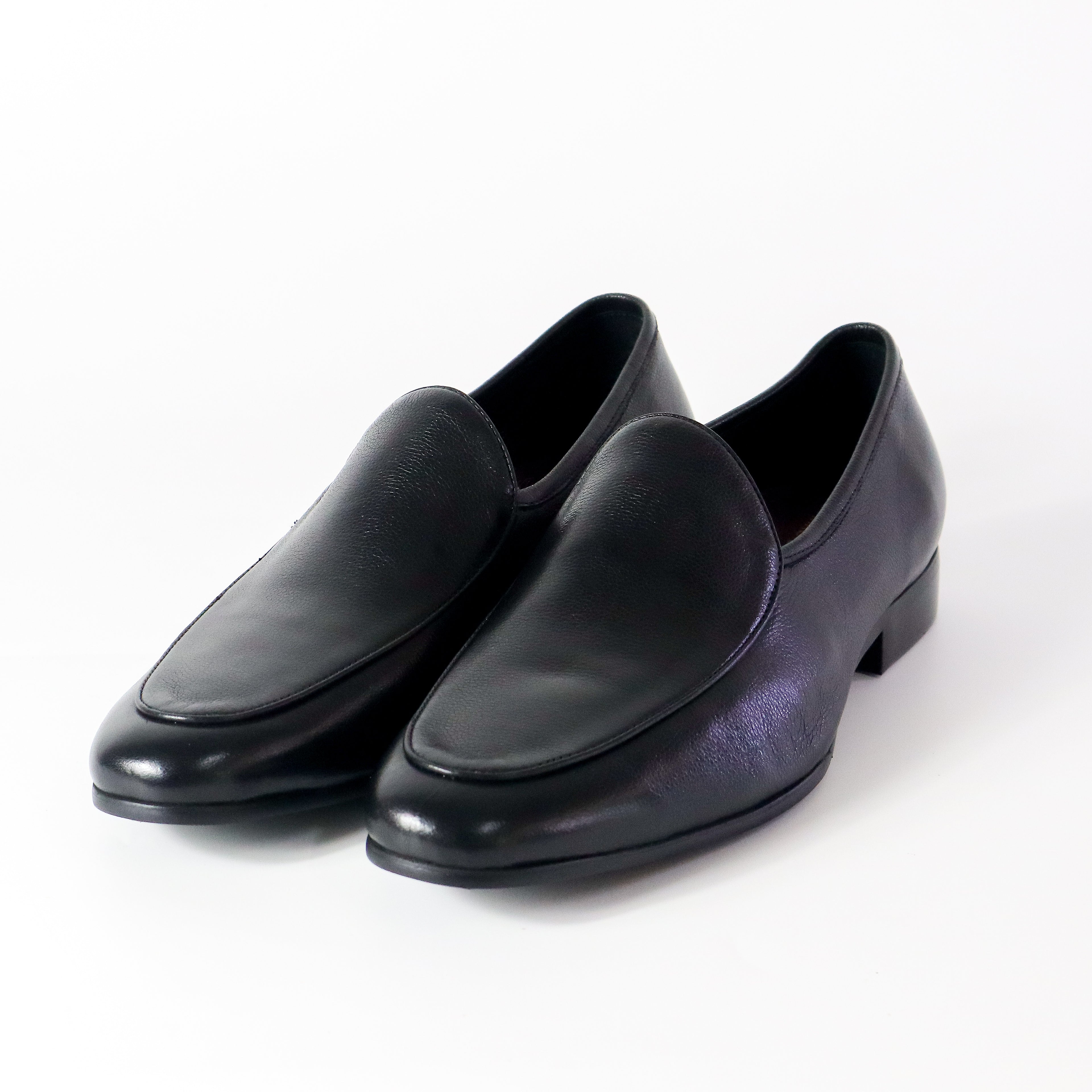 Louise Leather Loafer Business Shoes in Dark black