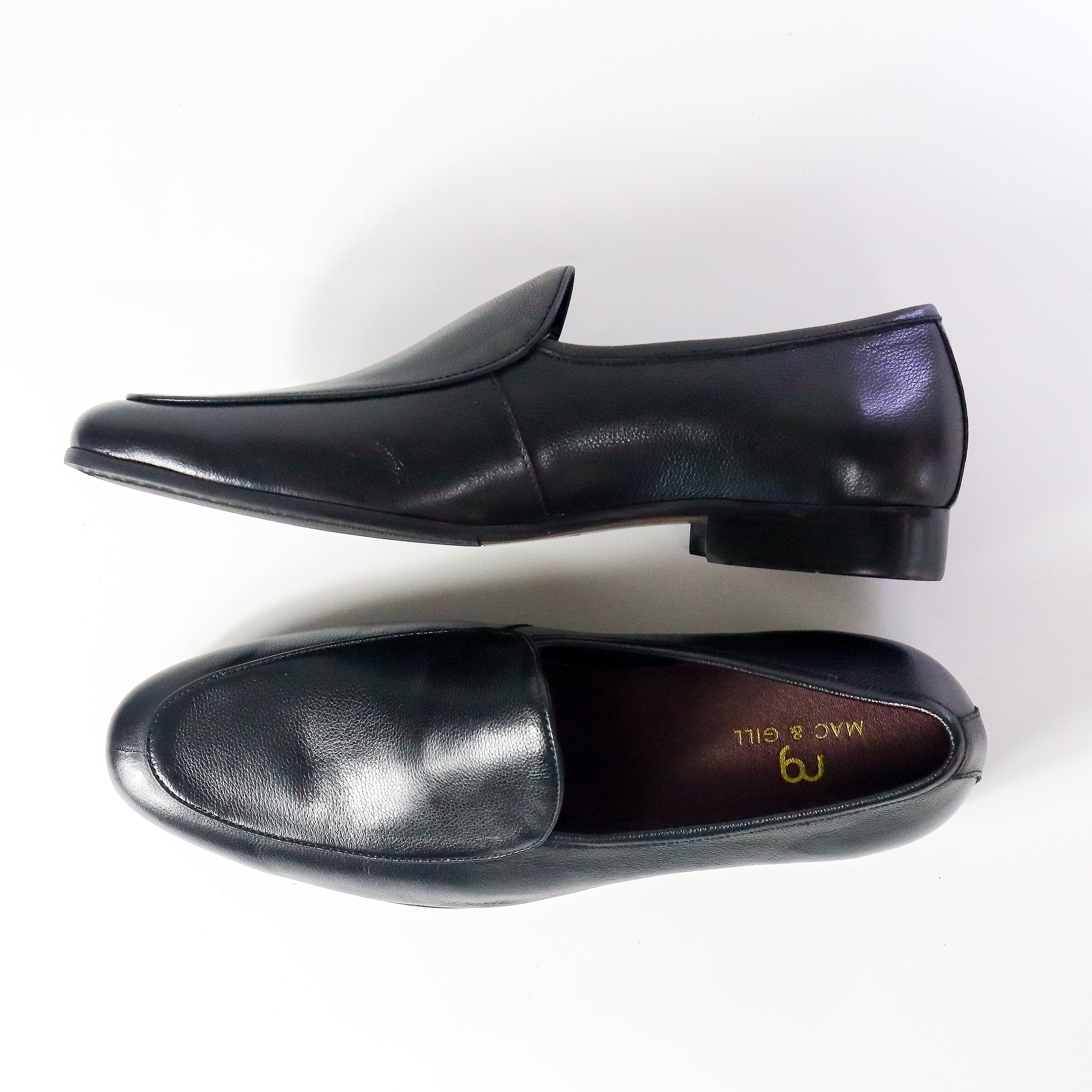 Louise Leather Loafer Business Shoes in Dark black