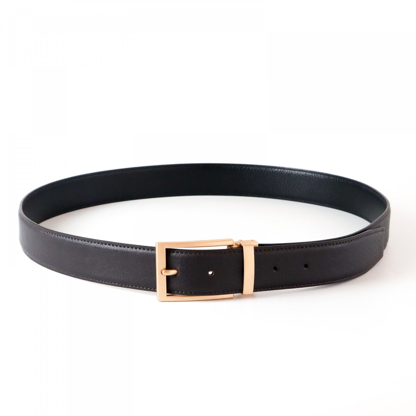 Verona Leather Belt in Rose Gold Buckle for Everyday wear in Black