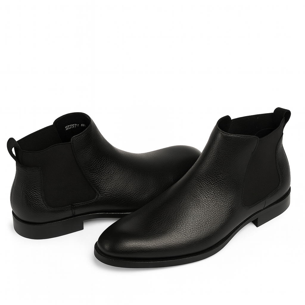 Men's black leather Chelsea boot