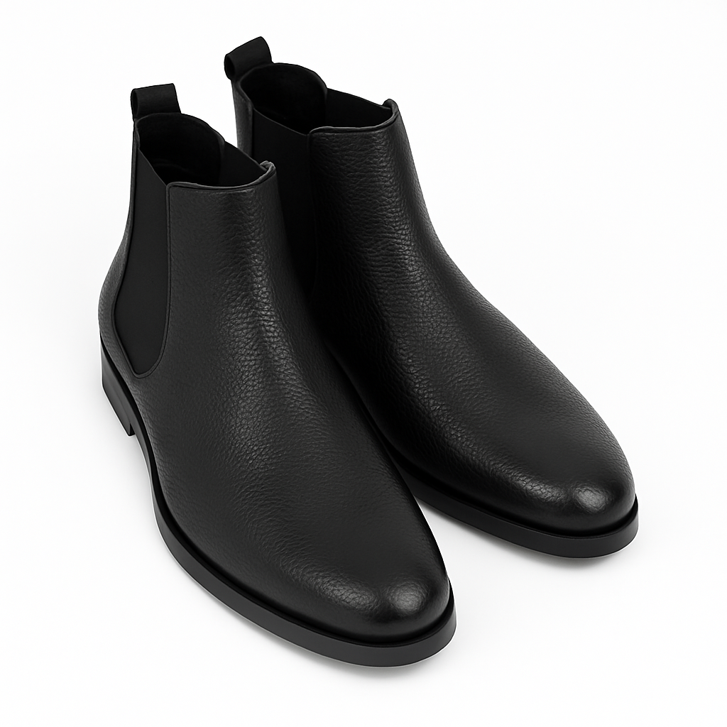 Men's black leather Chelsea boot