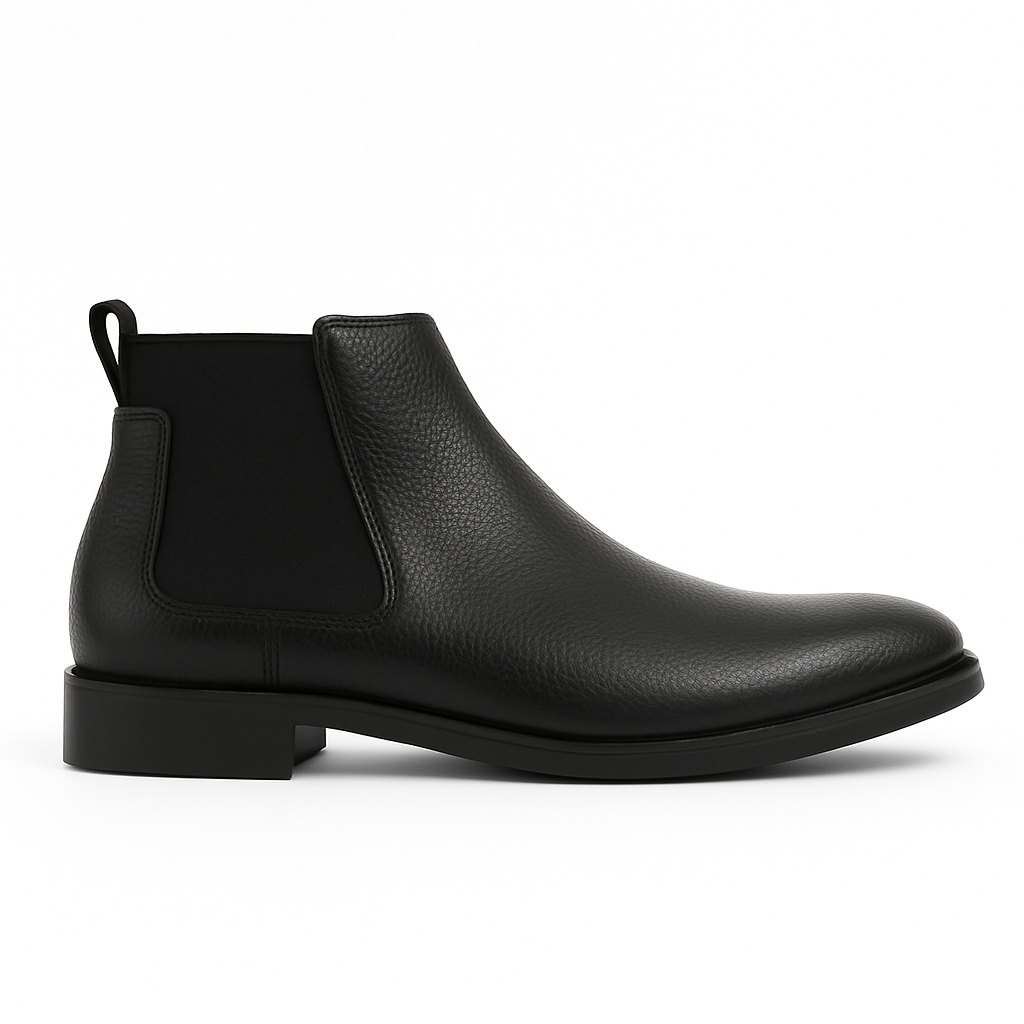 Men's black leather Chelsea boot