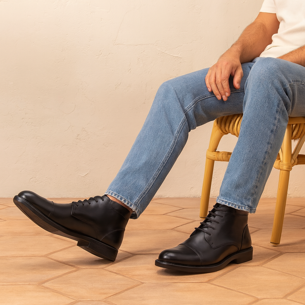 Men's black leather Chelsea boot