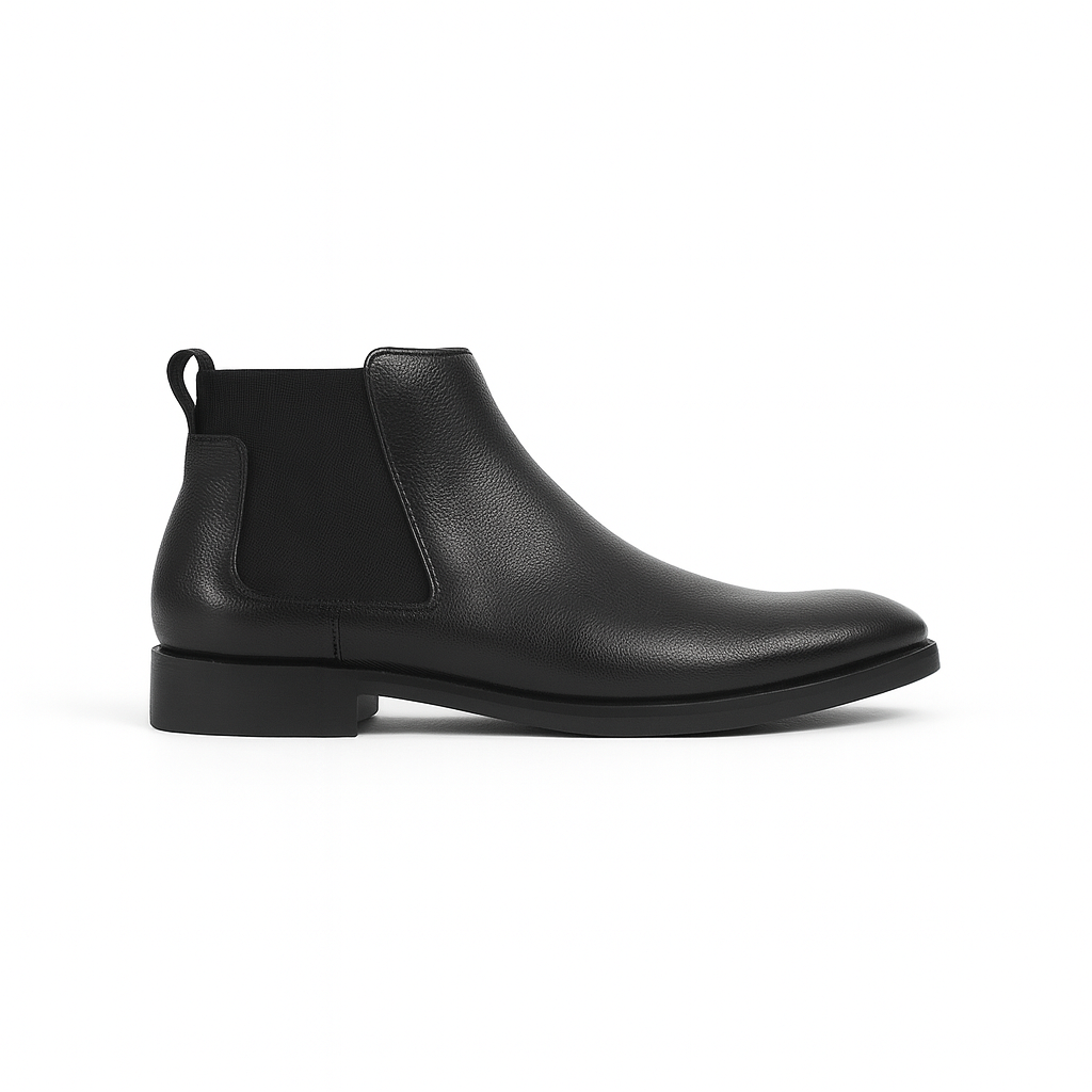 Men's black leather Chelsea boot