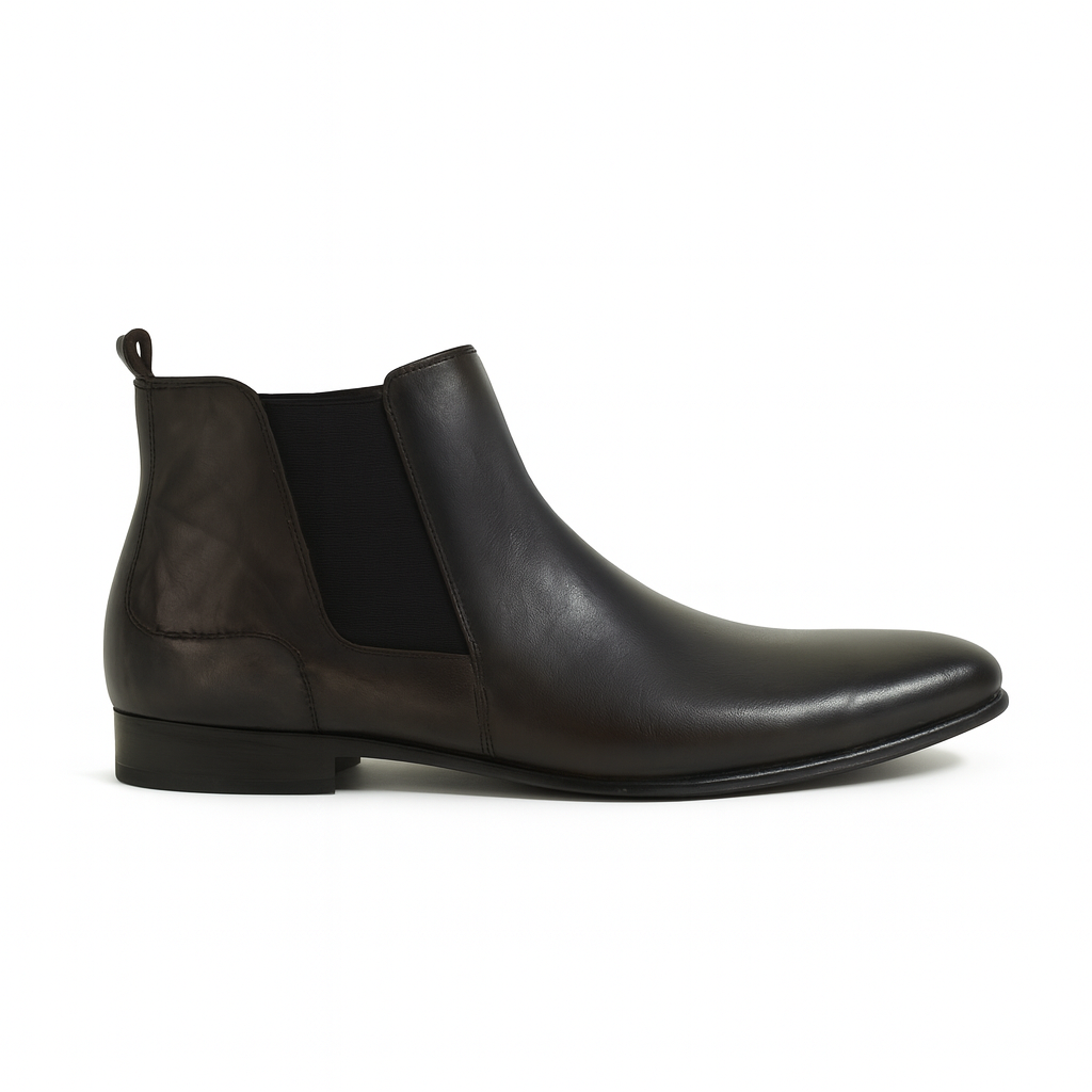 Men's black leather ankle boot