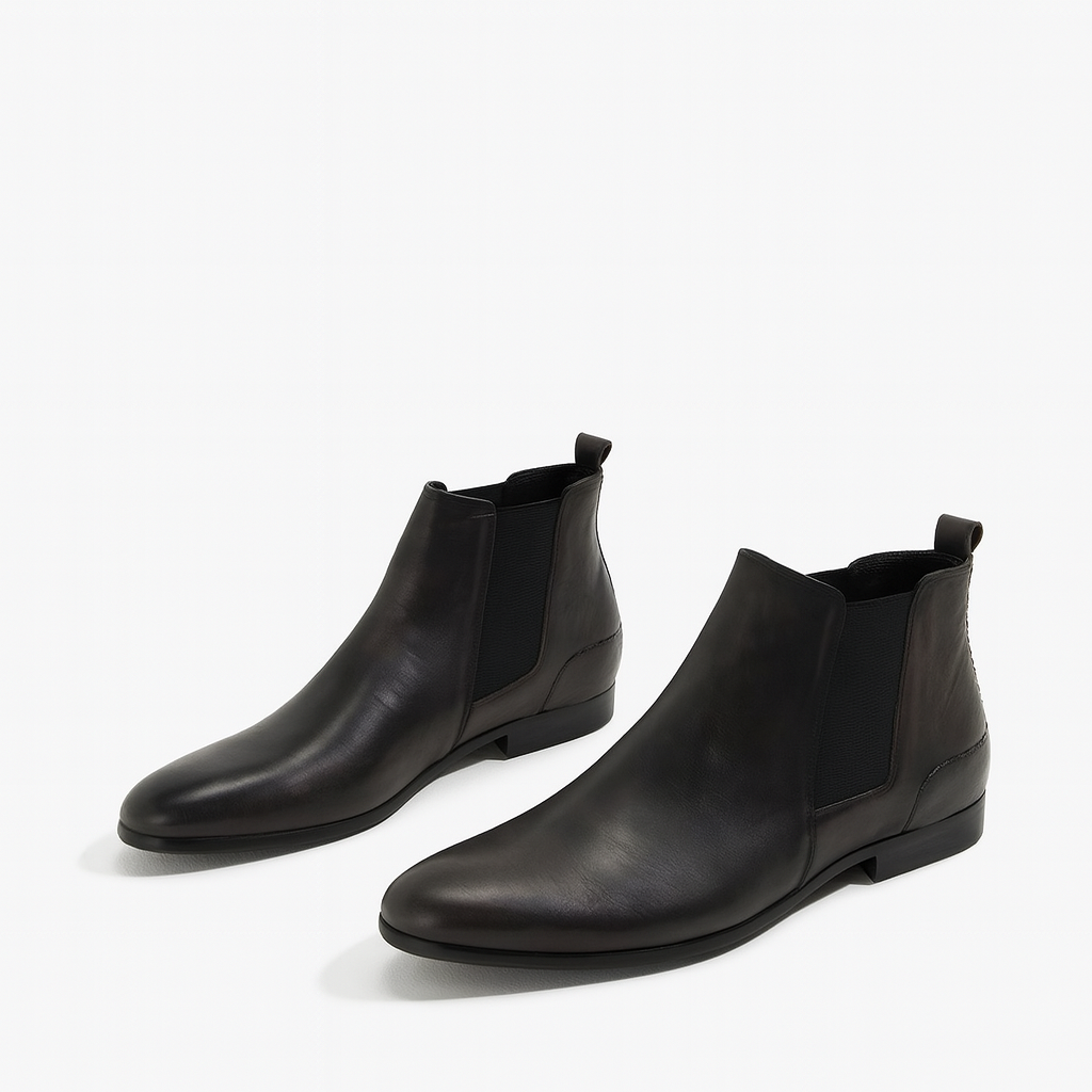 Men's black leather ankle boot