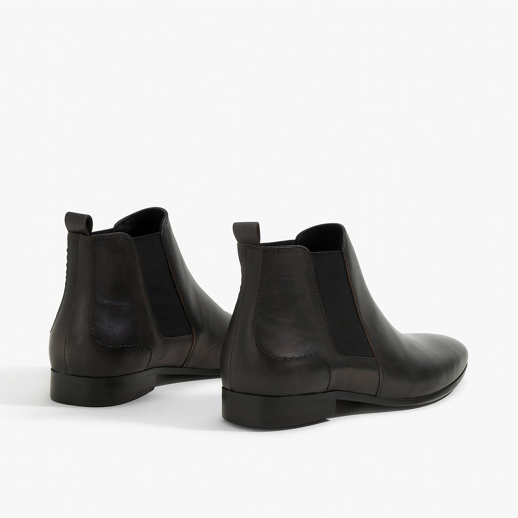 Men's black leather ankle boot