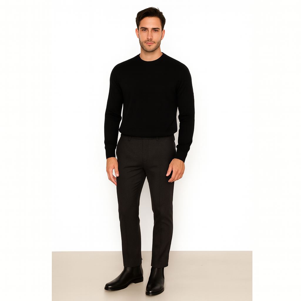 Men's black leather ankle boot