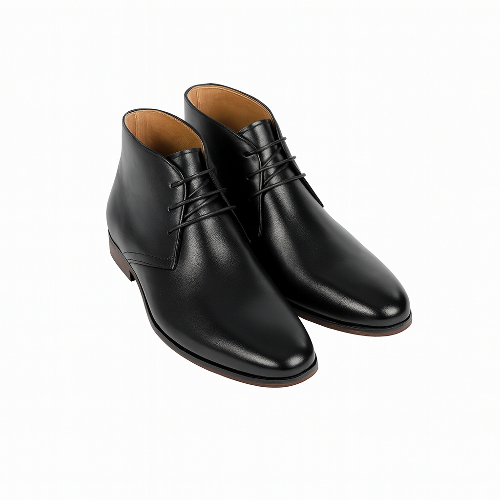 Men's black leather dessert boot
