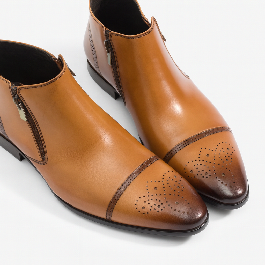 Men's brown leather Chelsea boot
