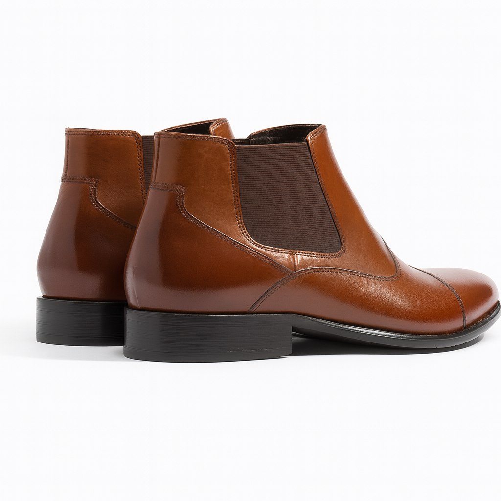 Men's brown leather ankle boot