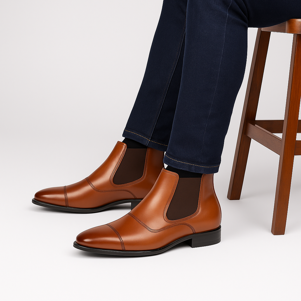 Men's brown leather ankle boot