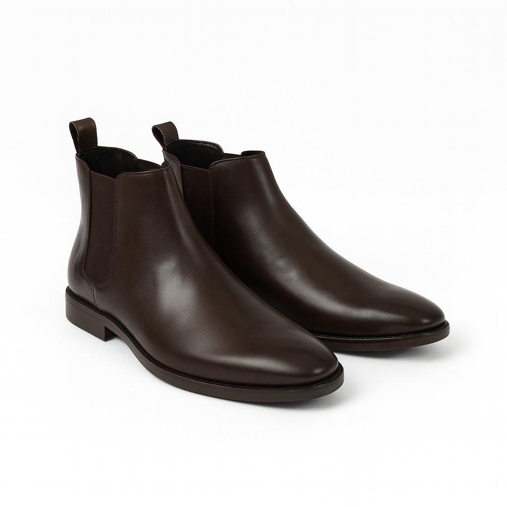 Men's dark brown leather Chelsea boot