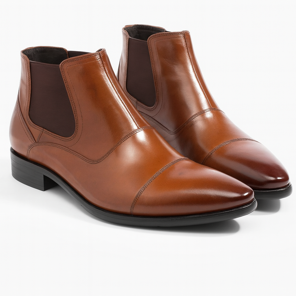 Men's brown leather ankle boot
