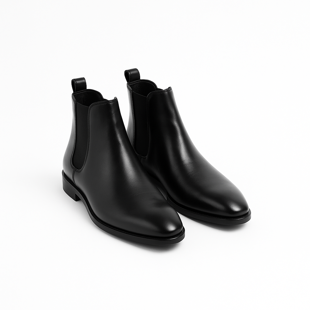 Men’s polished black leather Chelsea boot