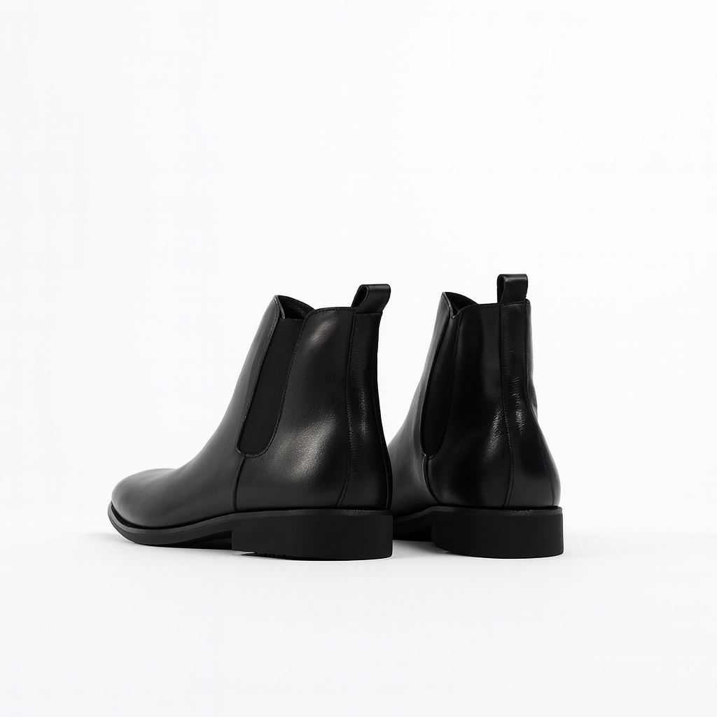 Men’s polished black leather Chelsea boot
