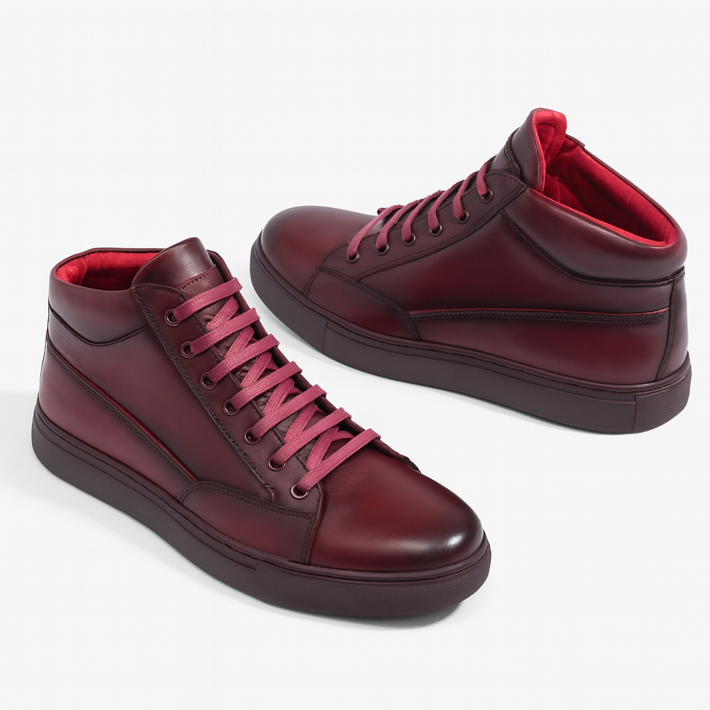 Men's red leather desert boot