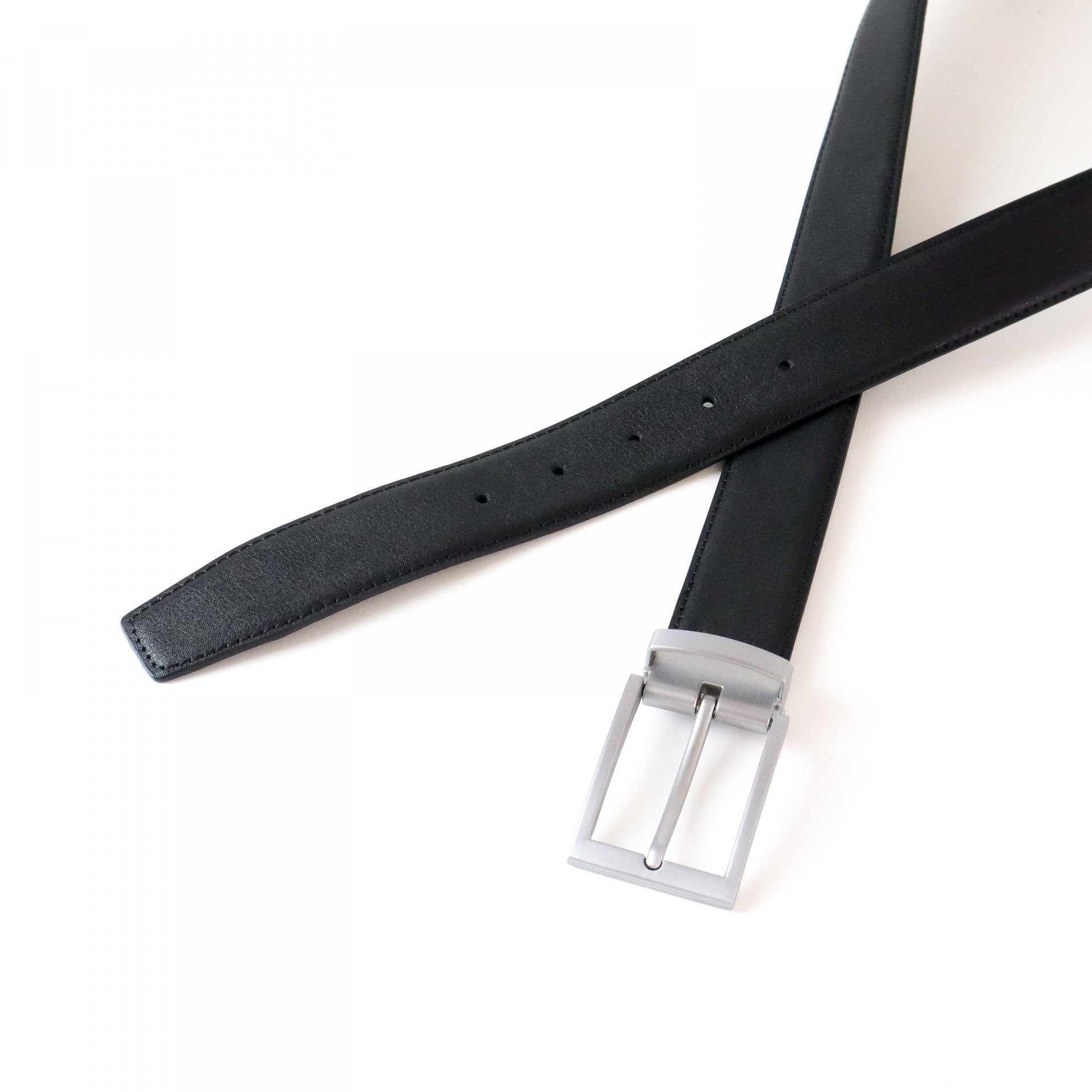 Verona Leather Belt in Palladium finish buckle for Everyday wear in Black Leather