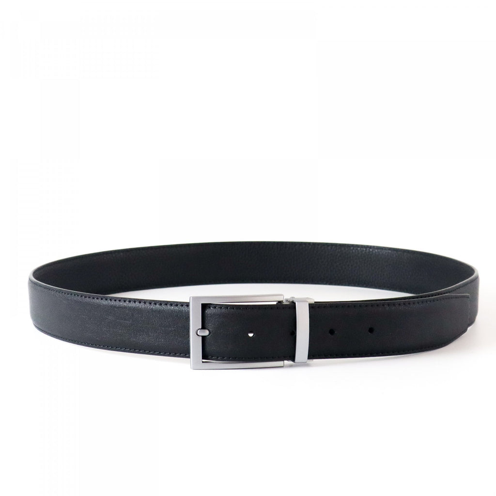 Verona Leather Belt in Palladium finish buckle for Everyday wear in Black Leather