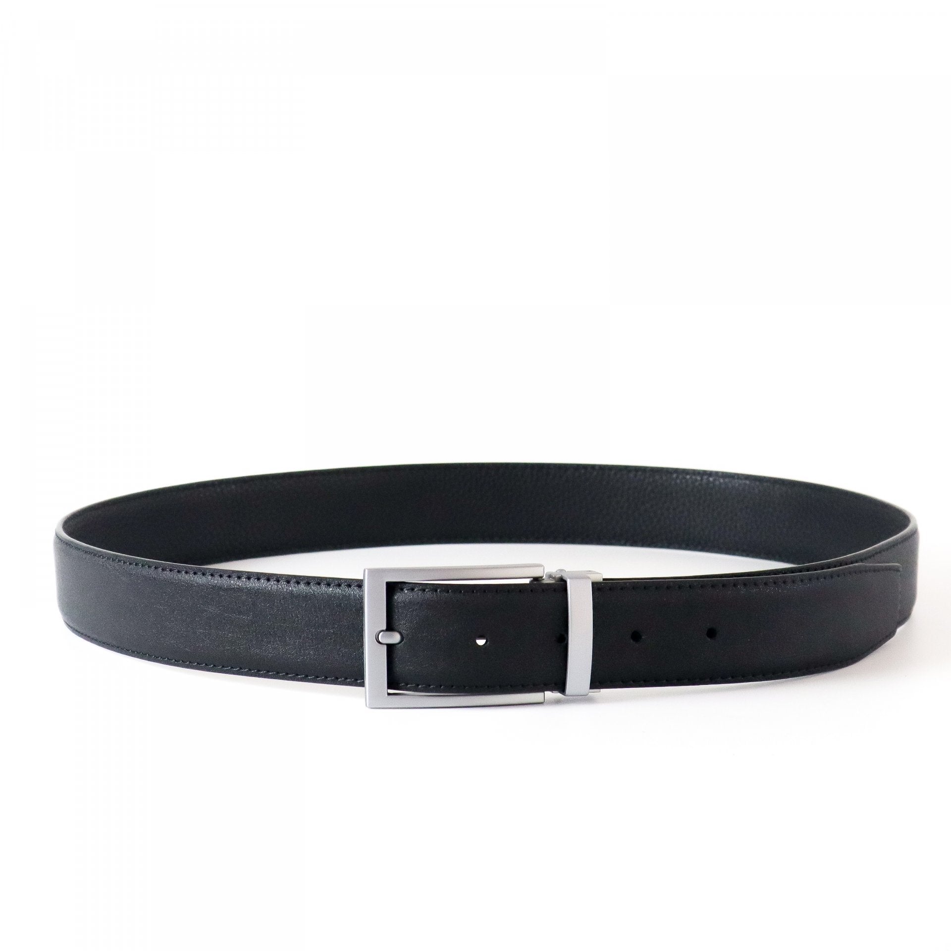 Verona Leather Belt in Palladium finish buckle for Everyday wear in Black Leather