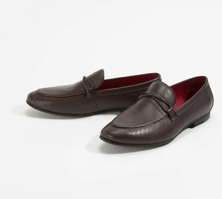 Barnes Braided Leather Business Shoes in dark brown