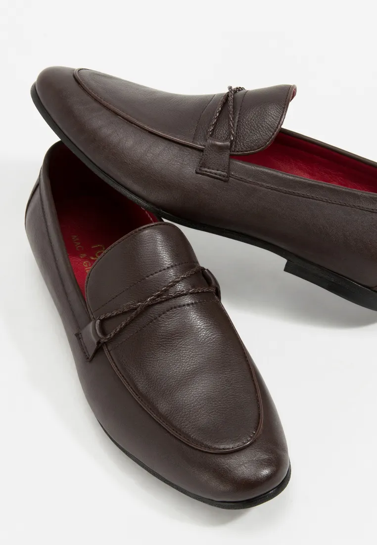 Barnes Braided Leather Business Shoes in dark brown