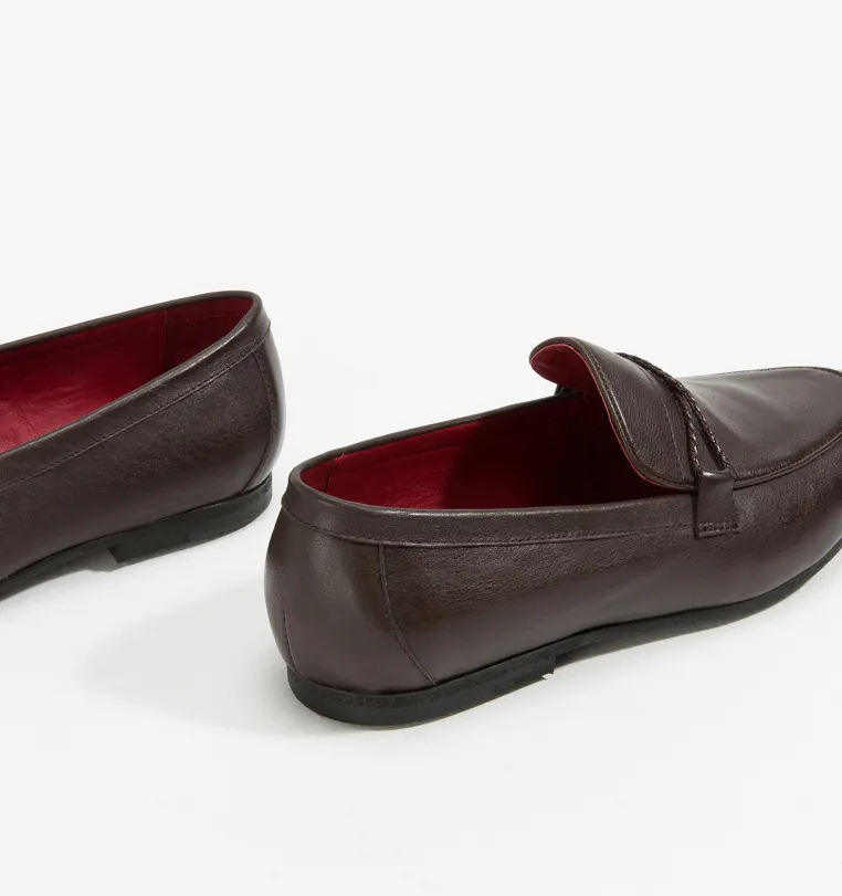Barnes Braided Leather Business Shoes in dark brown