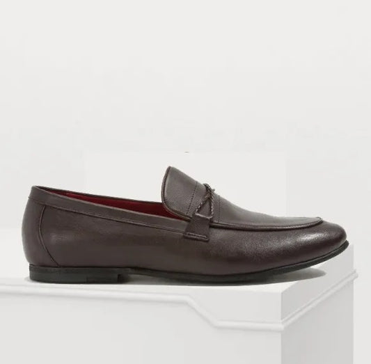 Barnes Braided Leather Business Shoes in dark brown